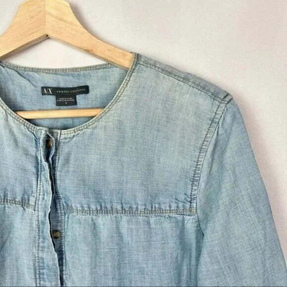 Armani Exchange Denim Chambray Blue Long Sleeve Mini Dress 10 - Picture 3 of 5